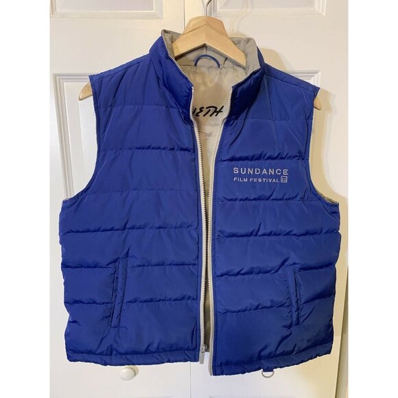 KENNETH COLE Vest MEN'S Sz L‎ Blue Down Blend Filling Sundance Film Festival